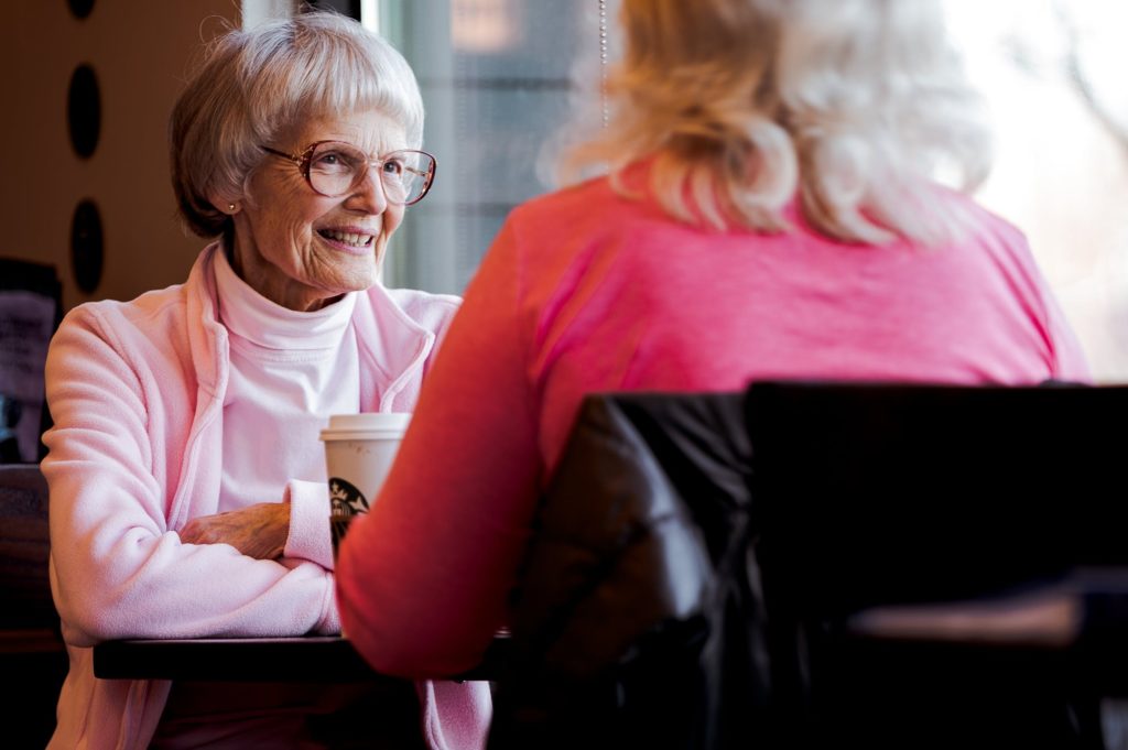 eldery woman at coffee